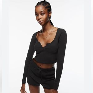 TNA  Aritzia Wafflex Scoopneck Notch Longsleeve Black Small